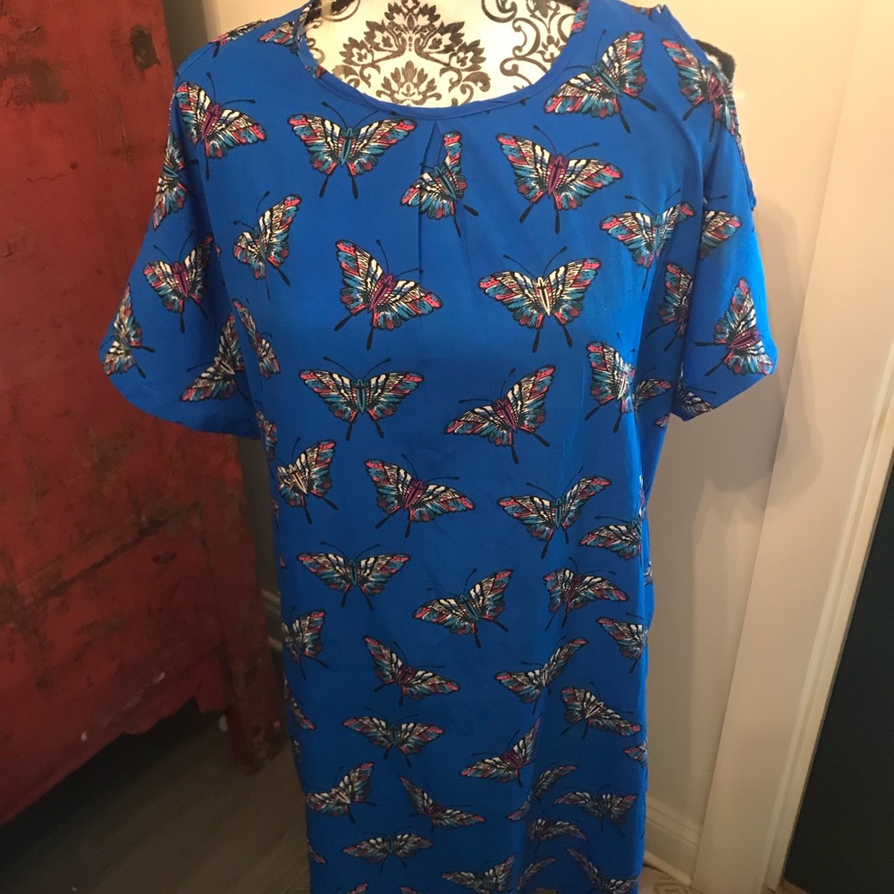 Royal Blue Butterfly Tramp Dress Open Shoulder